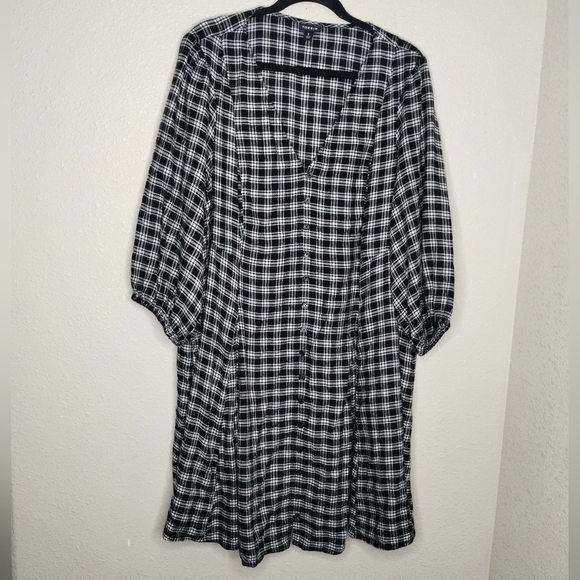 Torrid Black White Plaid Button Front Skater Mini Dress Plus Size 2X - Picture 1 of 6